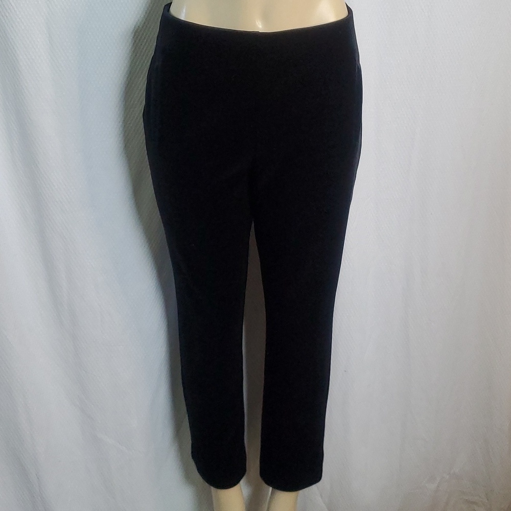 Chico's Black Velvet Straight Leg Pull-On Pants Size 2P